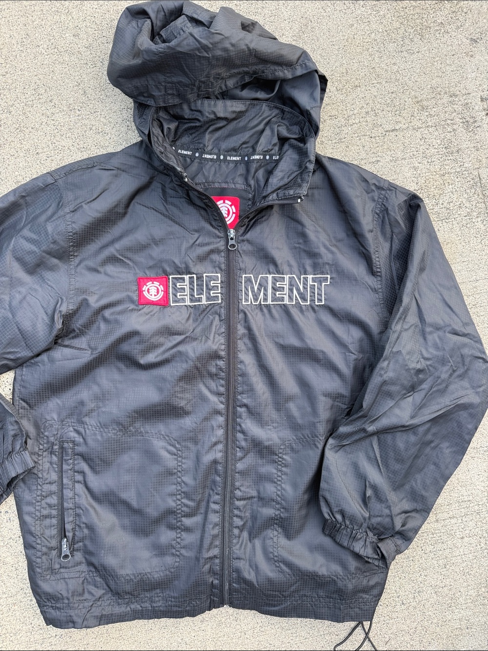 Element Black Hooded Windbreaker with rwd Logo Patch M